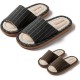 Linen House Slippers 2 Pairs Striped Indoor Home Slippers