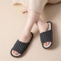 Linen House Slippers 2 Pairs Striped Indoor Home Slippers