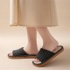 Linen House Slippers 2 Pairs Striped Indoor Home Slippers