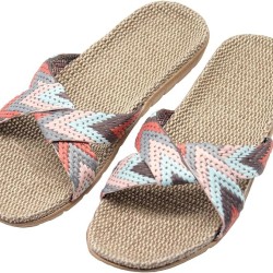 Women's Slippers Flax Cross House Shoes Indoor Breathable Outdoor Sandals