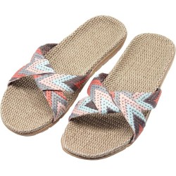 Women's Slippers Flax Cross House Shoes Indoor Breathable Outdoor Sandals