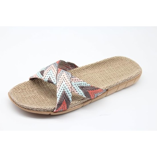 Women's Slippers Flax Cross House Shoes Indoor Breathable Outdoor Sandals