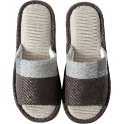Japanese Style Open Toe Slippers Cotton Linen Indoor House Shoes