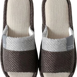 Japanese Style Open Toe Slippers Cotton Linen Indoor House Shoes