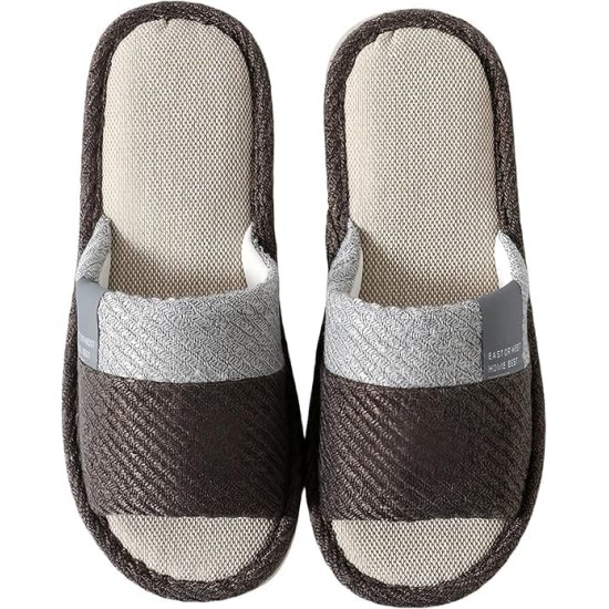 Japanese Style Open Toe Slippers Cotton Linen Indoor House Shoes
