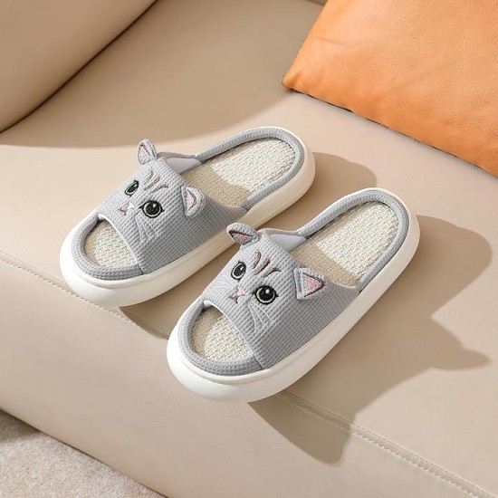 Cat Slippers for Women Fuzzy Plush Kitty House Shoes