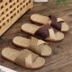 Unisex Linen Slippers Indoor Breathable House Shoes