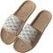 Lace Band Linen Slippers for Women Non-Slip Indoor House Shoes