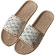 Lace Band Linen Slippers for Women Non-Slip Indoor House Shoes