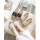 Lace Band Linen Slippers for Women Non-Slip Indoor House Shoes