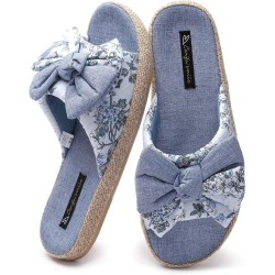 Bow Slippers for Women Open Toe with Low Arch Support