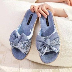 Bow Slippers for Women Open Toe with Low Arch Support