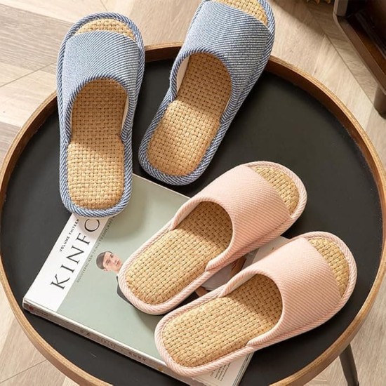 Women and Men Linen House Slippers Indoor