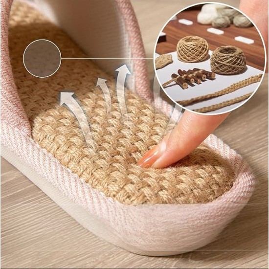Women and Men Linen House Slippers Indoor