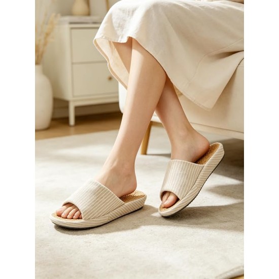 Womens House Slippers Open Toe Tatami Straw Men's Indoor Shoes