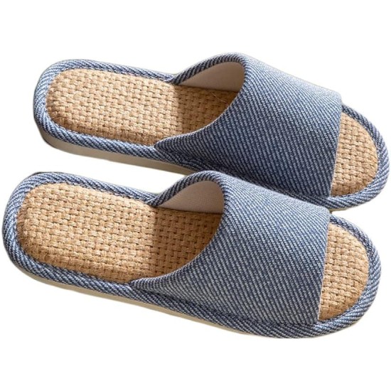 Linen Slippers Indoor Silent Slippers For Women And Men