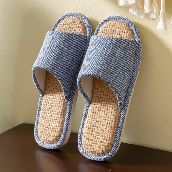 Linen Slippers Indoor Silent Slippers For Women And Men