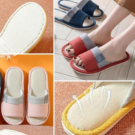Linen Slippers for Women Japanese Style House Slippers