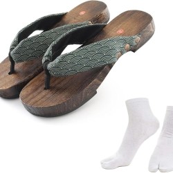 Wooden Clogs with Tabi Socks Japanese Geta Sandals