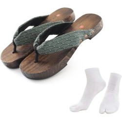 Wooden Clogs with Tabi Socks Japanese Geta Sandals