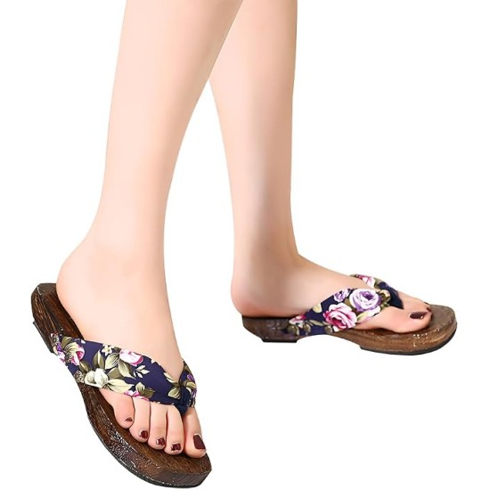 Japanese Geta Flip Flops Sandals Wood Traditional Women Clogs Mules