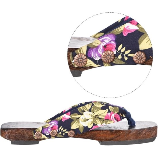 Japanese Geta Flip Flops Sandals Wood Traditional Women Clogs Mules