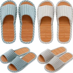 2 Pairs Bamboo Slippers for Breathable Soft House Slippers 