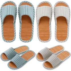 2 Pairs Bamboo Slippers for Breathable Soft House Slippers 
