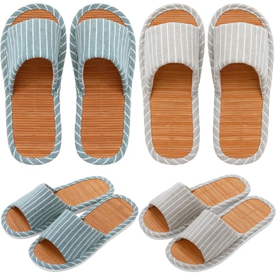 2 Pairs Bamboo Slippers for Breathable Soft House Slippers 