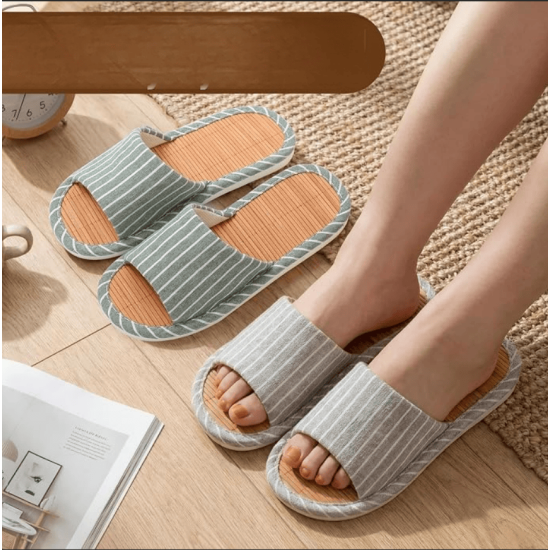 2 Pairs Bamboo Slippers for Breathable Soft House Slippers 