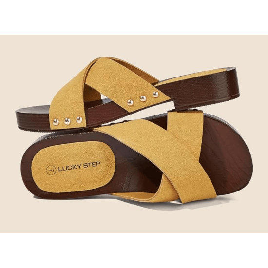 Women's Slide Sandals Wooden Slippers