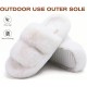 Womens House Slippers Woman Fuzzy Fluff Indoor Slipper Ladies Furry Fur Bedroom Slip On Slipers Women’s Home Winter Open Toe