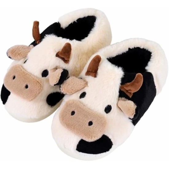 Cow Slippers,slippers for Women Men,Cute Fuzzy Slippers, Womens/Mens Kawaii Animal Cartoon Cotton Plush House Slippers