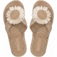 Women's Floral Decor Open Toe Linen Flip Flops Slipper Summer Vacation Slip on Slide Sandal